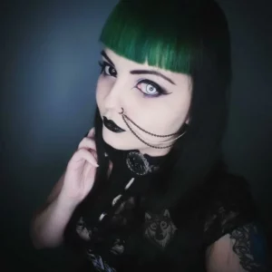 Handmade black and silver stainless steel triple nose to ear chain