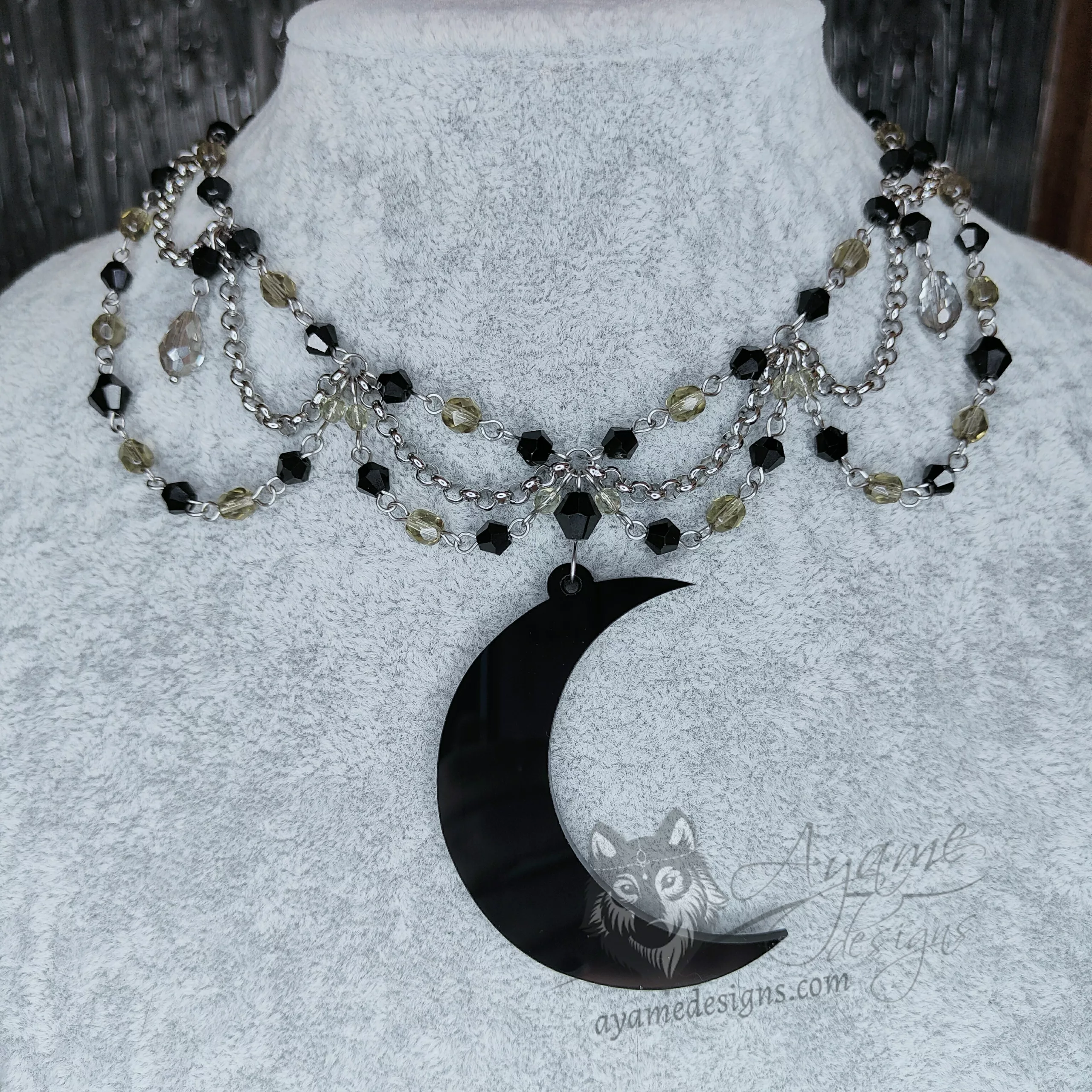 Countess Noctem Stainless Steel Beaded Choker Necklace - Ayame Designs