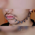 Handmade gothic spiked lip to ear chain
