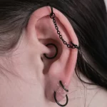 Custom made to measure black stainless steel chain for industrial piercing