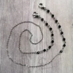 Handmade gothic mask chain with black Austrian crystal beads and stainless steel chain