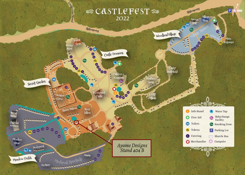 Map of Castlefest showing the location of Ayame Designs